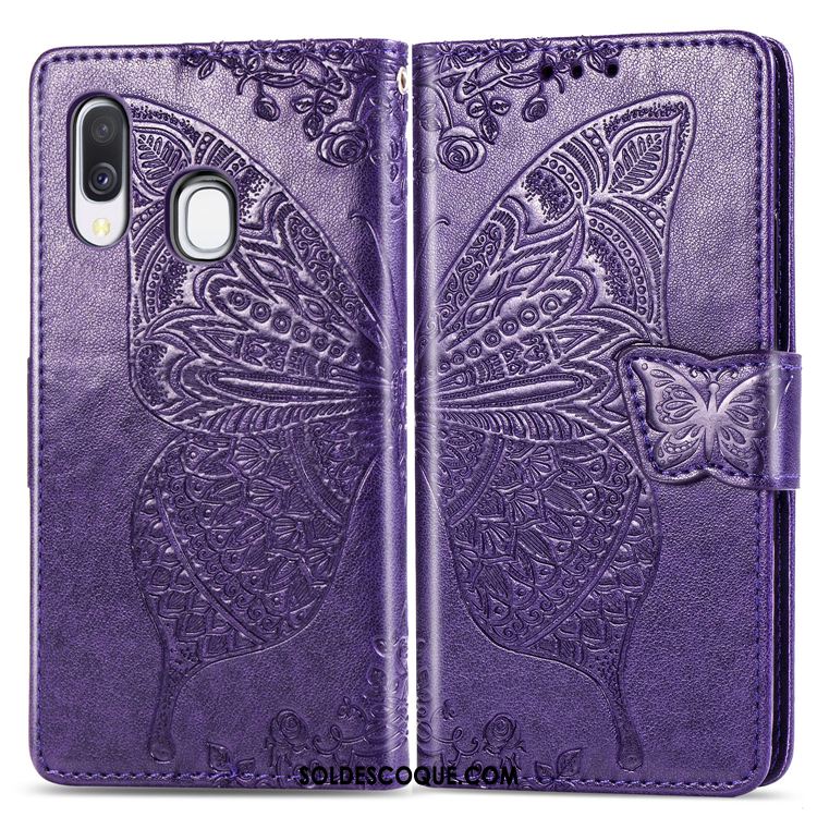 Coque Samsung Galaxy A40 Ornements Suspendus Étui En Cuir Étoile Violet Téléphone Portable En Vente