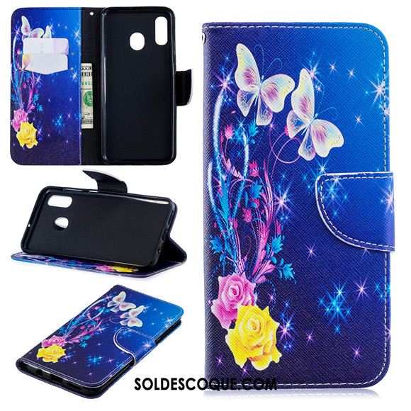 Coque Samsung Galaxy A40 Protection Bleu Étui En Cuir Téléphone Portable Clamshell En Vente