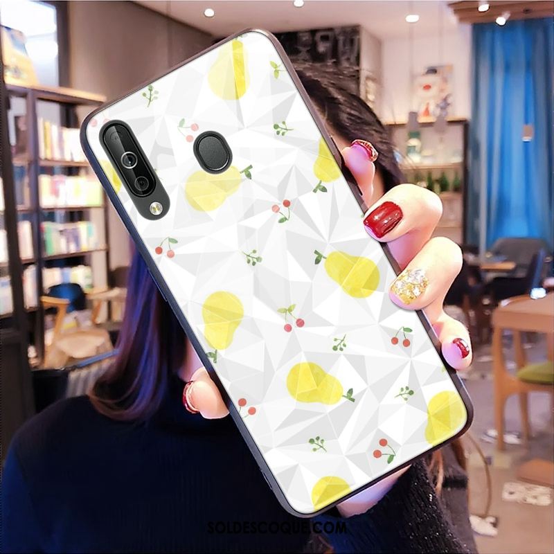 Coque Samsung Galaxy A40s Jaune Étui Modèle Fleurie Étoile Losange Pas Cher