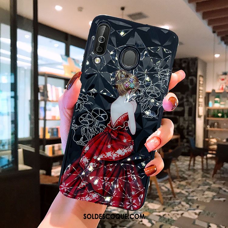 Coque Samsung Galaxy A40s Modèle Fleurie Étui Rouge Étoile Téléphone Portable Pas Cher