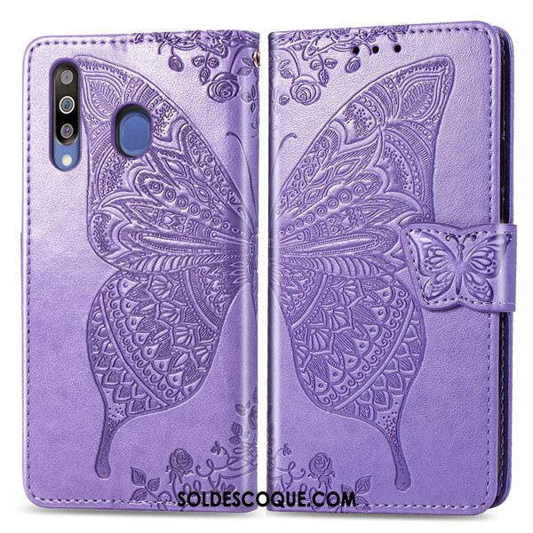 Coque Samsung Galaxy A40s Support Protection Violet Téléphone Portable Étui Housse Pas Cher