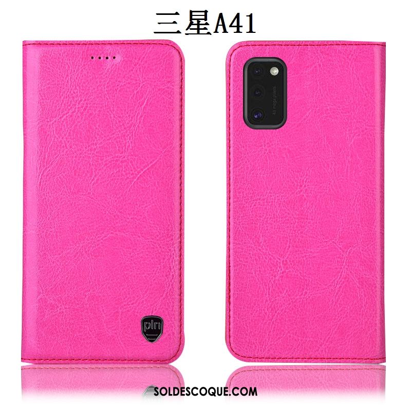 Coque Samsung Galaxy A41 Incassable Modèle Fleurie Tout Compris Étui En Cuir Rouge Soldes