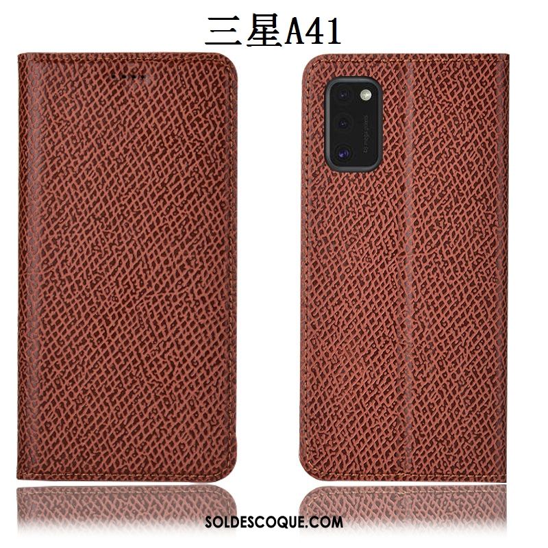 Coque Samsung Galaxy A41 Protection Bleu Marin Incassable Téléphone Portable Étui En Cuir Housse France