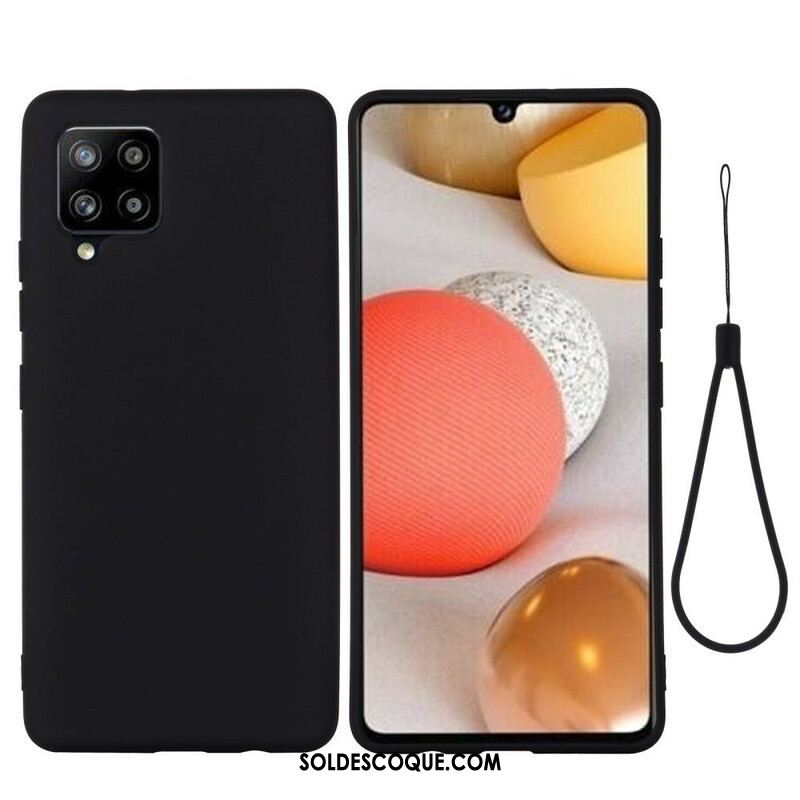 Coque Samsung Galaxy A42 Silicone Liquide avec Lanière