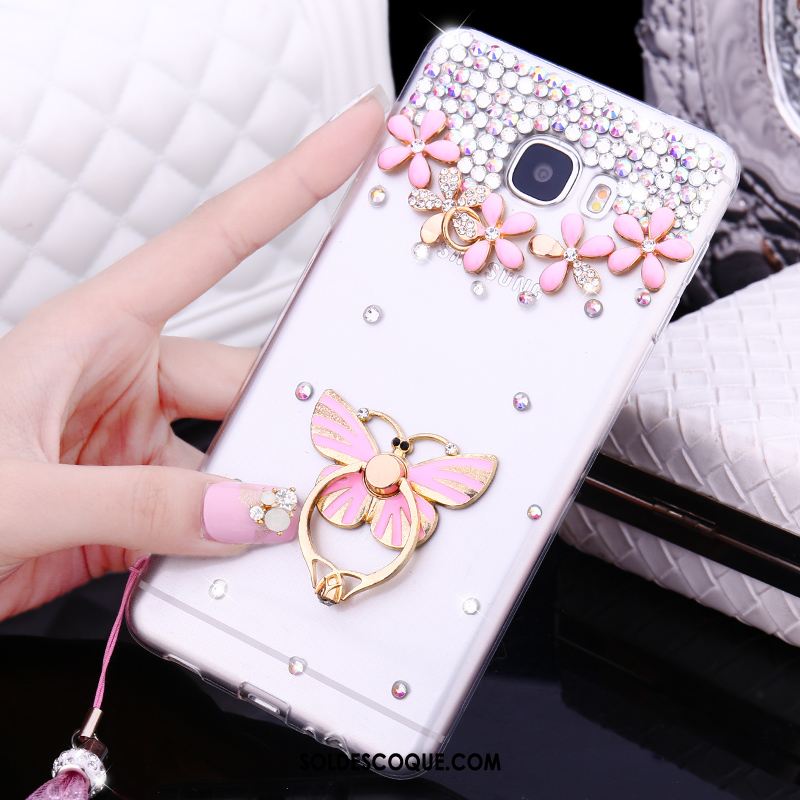 Coque Samsung Galaxy A5 2016 Blanc Téléphone Portable Étoile Strass Étui Pas Cher