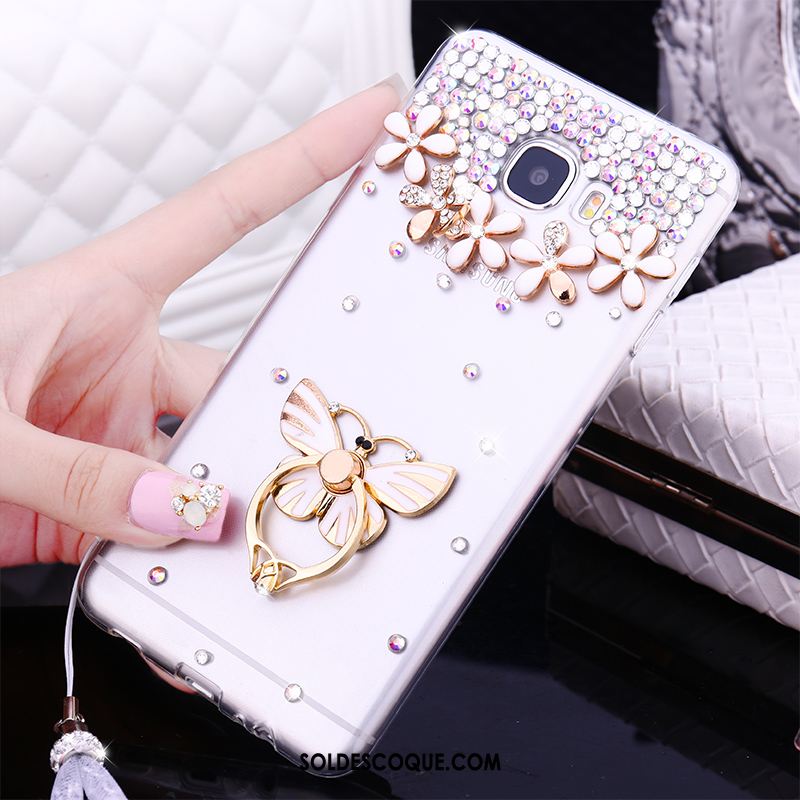 Coque Samsung Galaxy A5 2016 Blanc Téléphone Portable Étoile Strass Étui Pas Cher