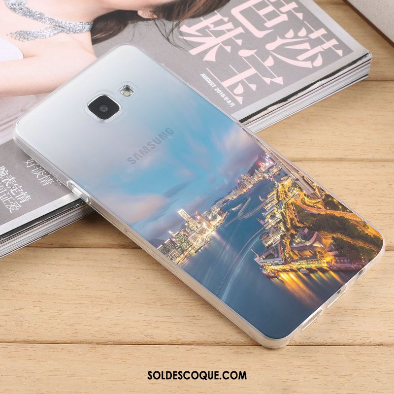 Coque Samsung Galaxy A5 2016 Bleu Téléphone Portable Étui Délavé En Daim Fluide Doux Housse En Vente