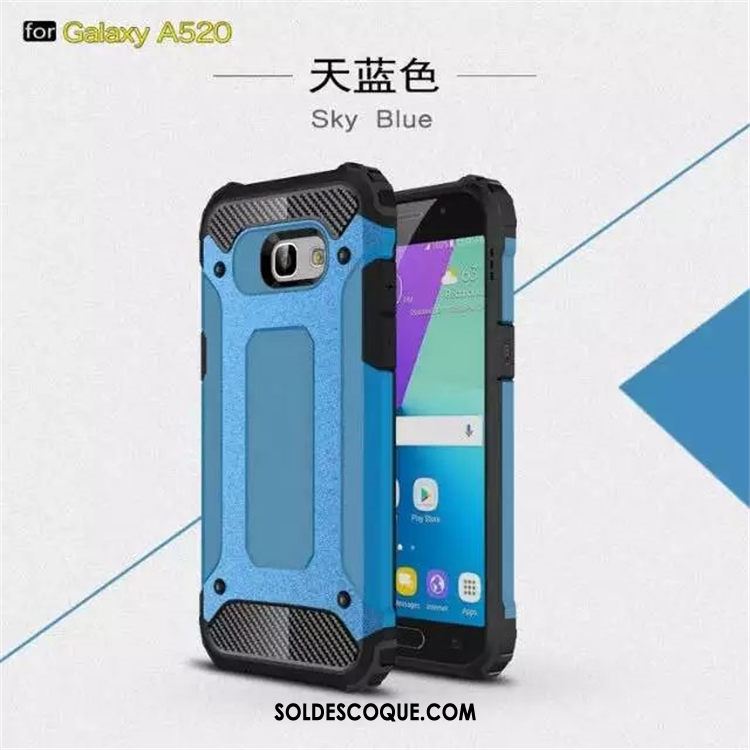 Coque Samsung Galaxy A5 2017 Bleu Silicone Trois Défenses Créatif Protection Pas Cher