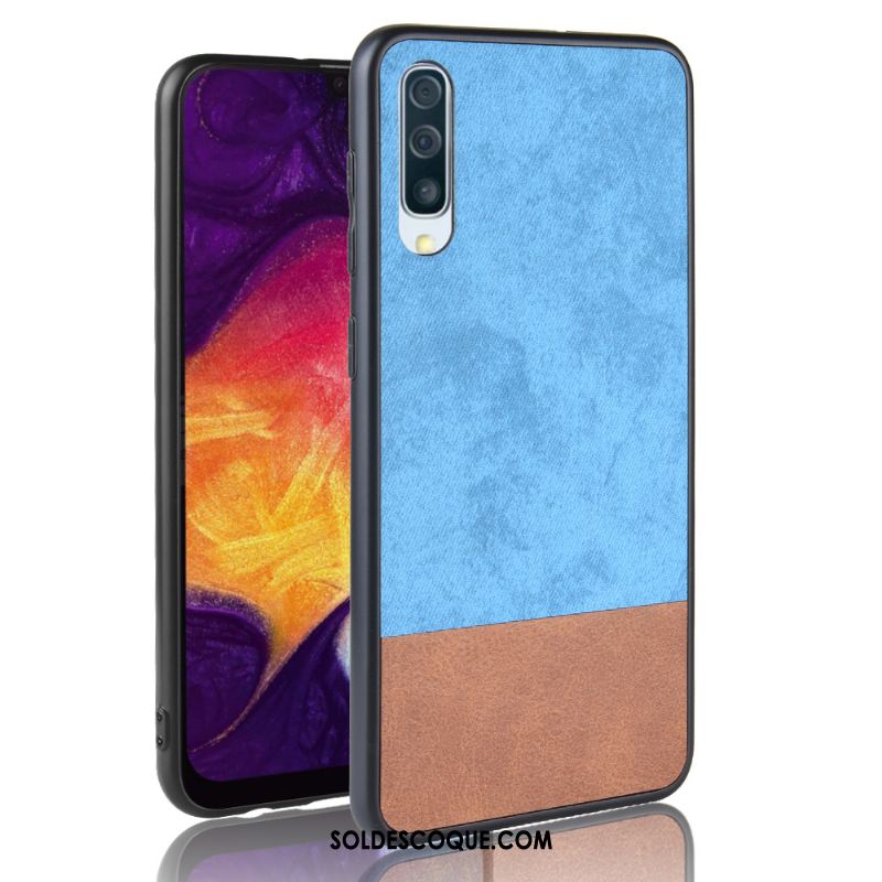 Coque Samsung Galaxy A50 Bleu Couture Couleurs Étui Amoureux Tout Compris Pas Cher