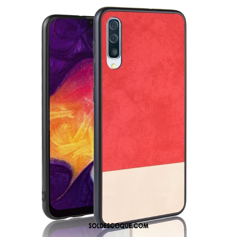 Coque Samsung Galaxy A50 Bleu Couture Couleurs Étui Amoureux Tout Compris Pas Cher