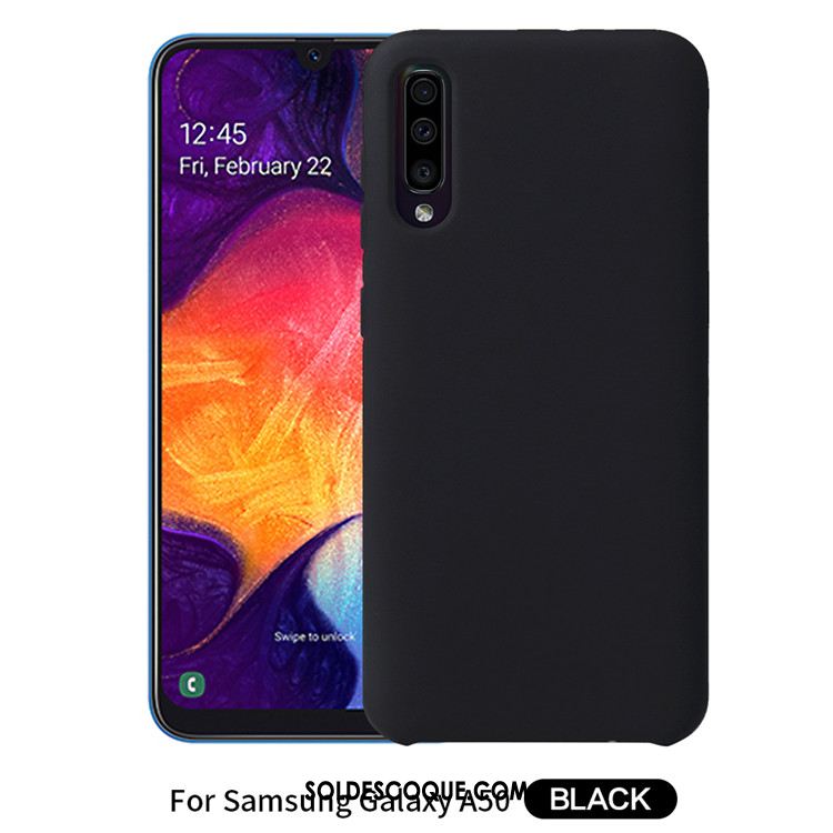 Coque Samsung Galaxy A50 Couleur Unie Simple Noir Nouveau Téléphone Portable Soldes