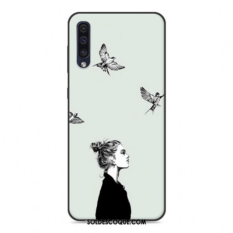 Coque Samsung Galaxy A50 Fluide Doux Étoile Jaune Téléphone Portable Étui Soldes