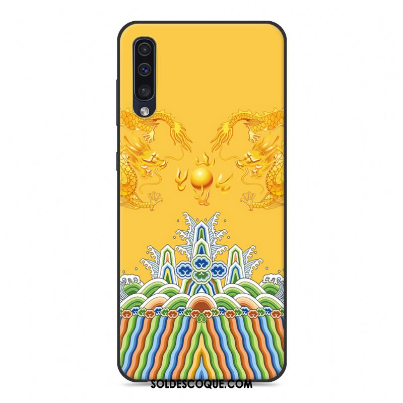 Coque Samsung Galaxy A50 Fluide Doux Étoile Jaune Téléphone Portable Étui Soldes