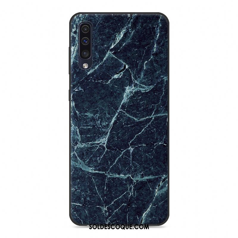 Coque Samsung Galaxy A50 Grain De Bois Tendance Bleu Marin Téléphone Portable Créatif Pas Cher