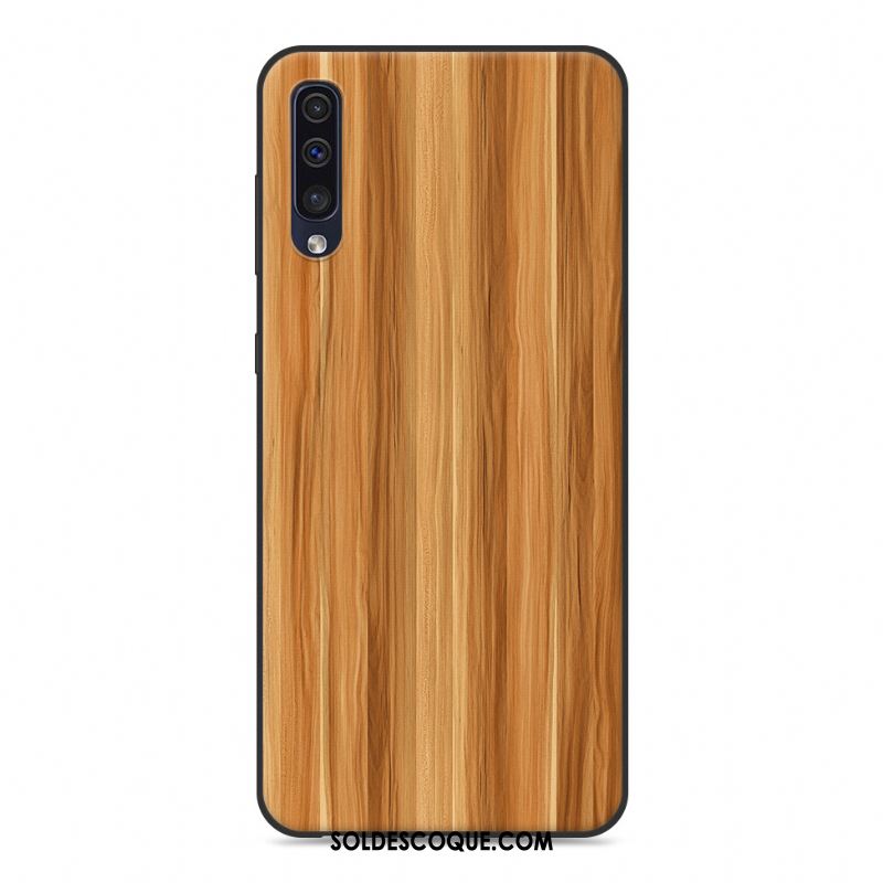 Coque Samsung Galaxy A50 Grain De Bois Tendance Bleu Marin Téléphone Portable Créatif Pas Cher