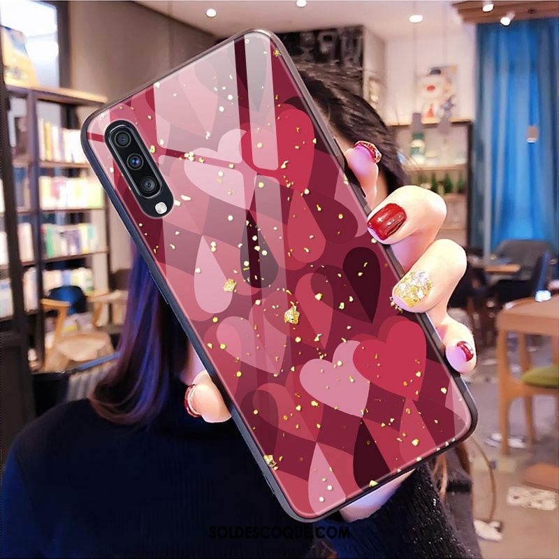 Coque Samsung Galaxy A50 Étoile Miroir Rose Verre Amour Pas Cher
