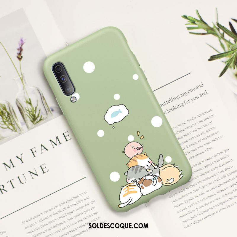 Coque Samsung Galaxy A50s Dessin Animé Vert Chat Charmant Fluide Doux Housse Soldes