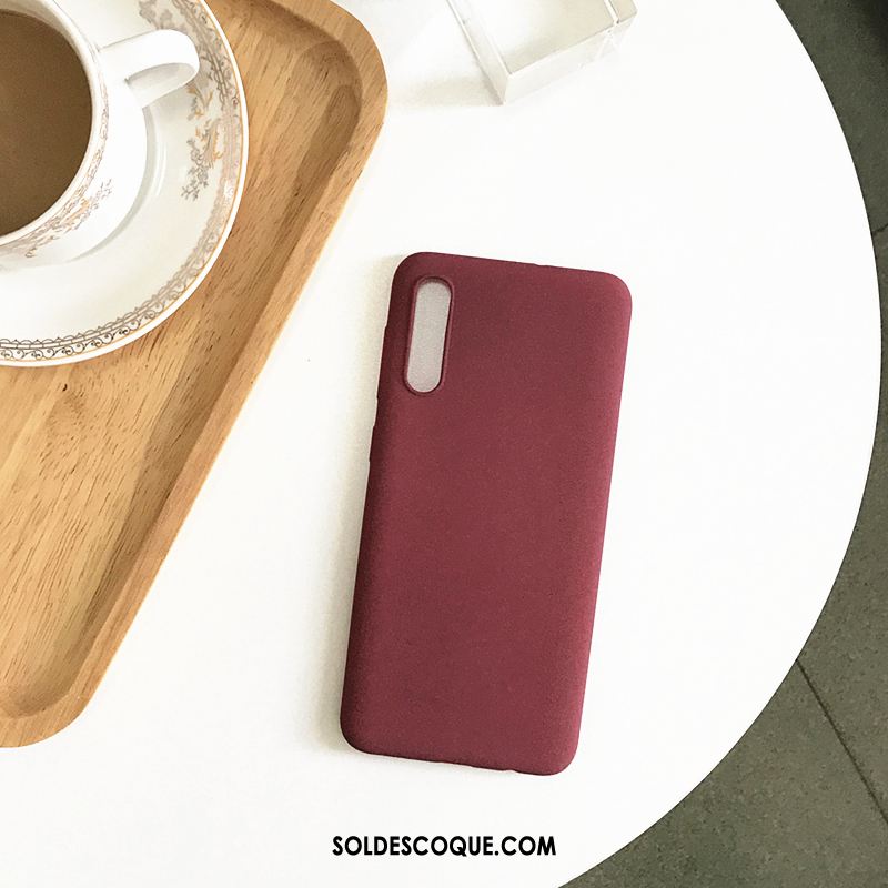 Coque Samsung Galaxy A50s Fluide Doux Violet Téléphone Portable Couleur Unie Délavé En Daim Pas Cher