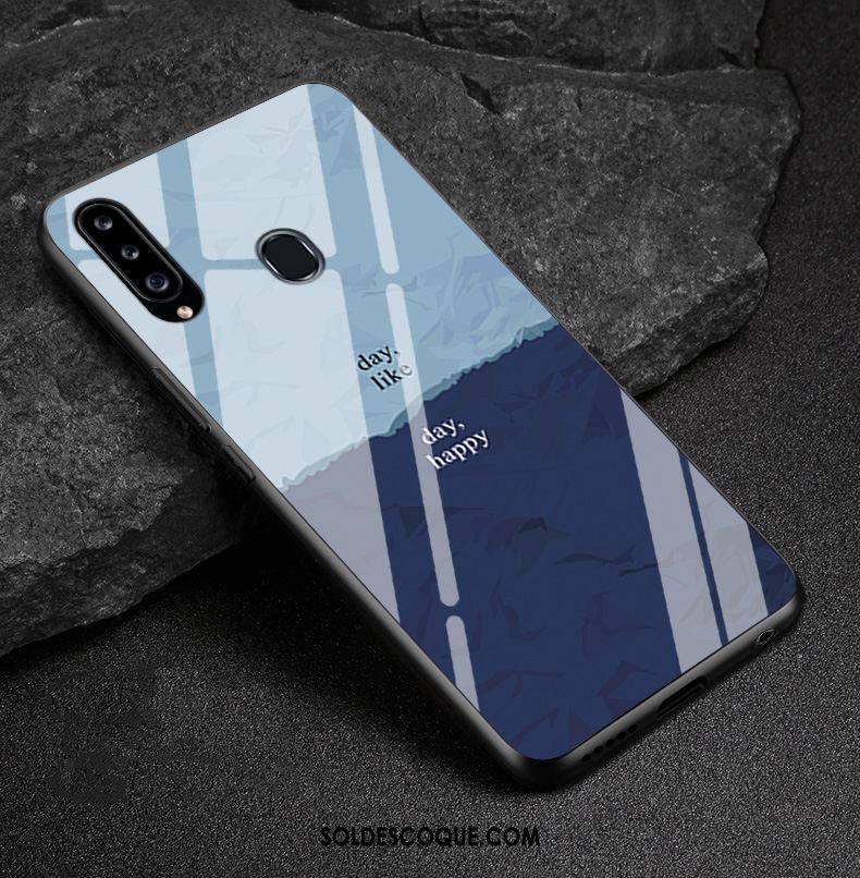 Coque Samsung Galaxy A50s Miroir Protection Marque De Tendance Fluide Doux Bleu Soldes