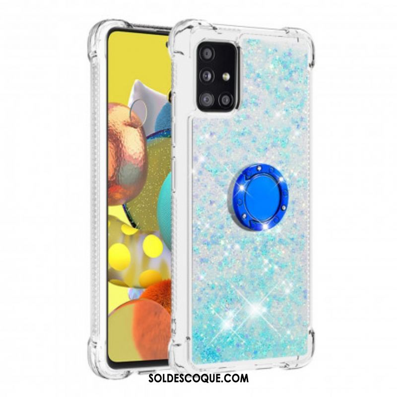 Coque Samsung Galaxy A51 5G Paillettes avec Anneau-Support