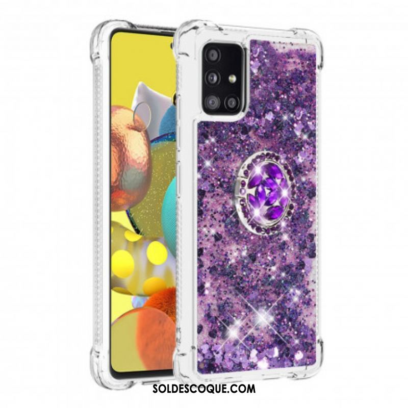 Coque Samsung Galaxy A51 5G Paillettes avec Anneau-Support