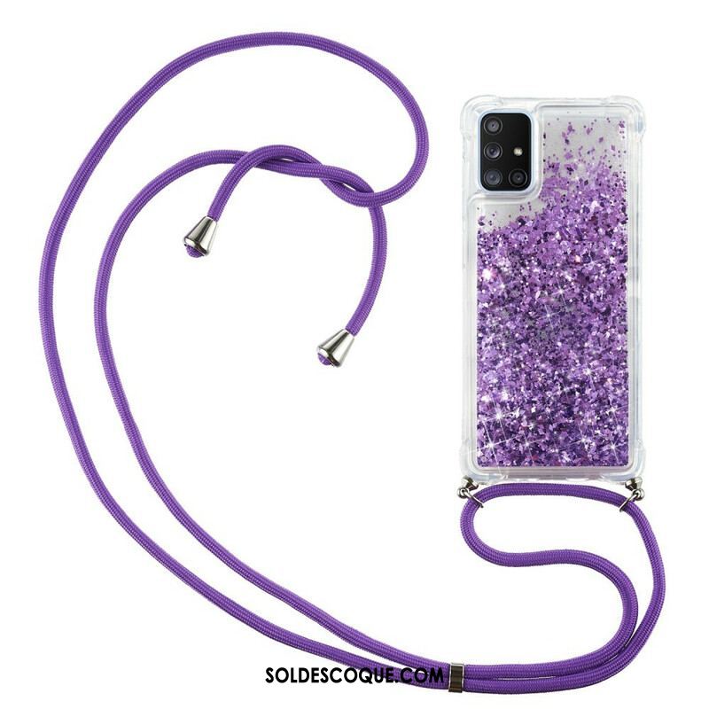 Coque Samsung Galaxy A51 5G Paillettes avec Cordon