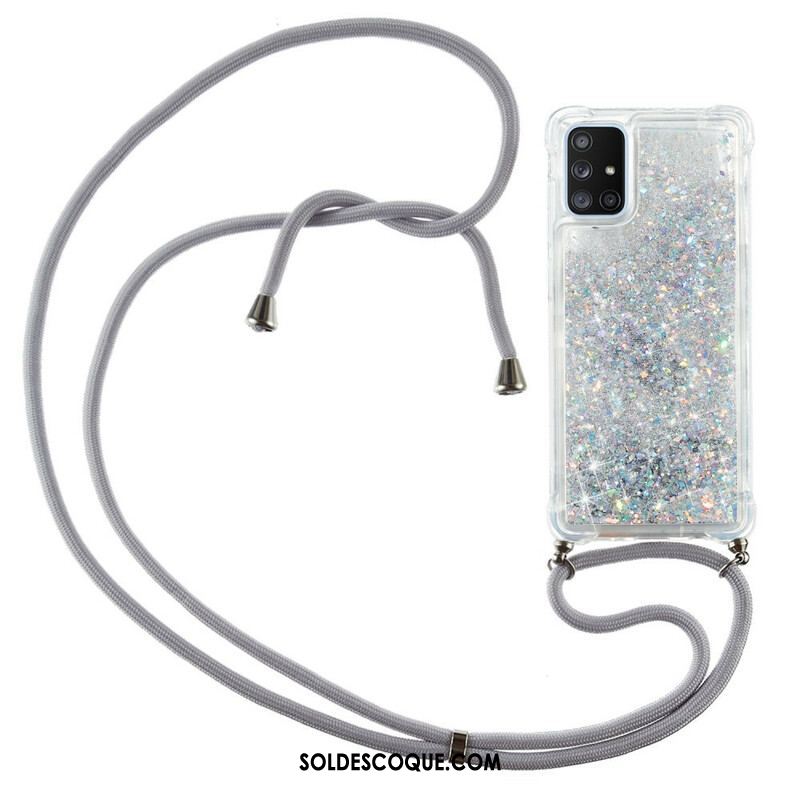 Coque Samsung Galaxy A51 5G Paillettes avec Cordon