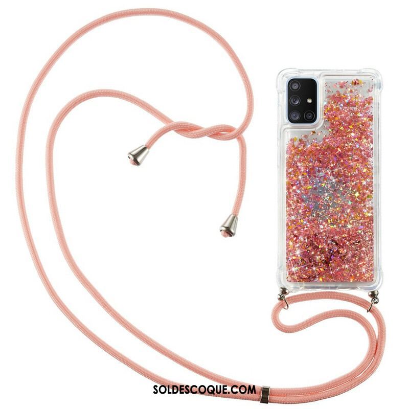 Coque Samsung Galaxy A51 5G Paillettes avec Cordon