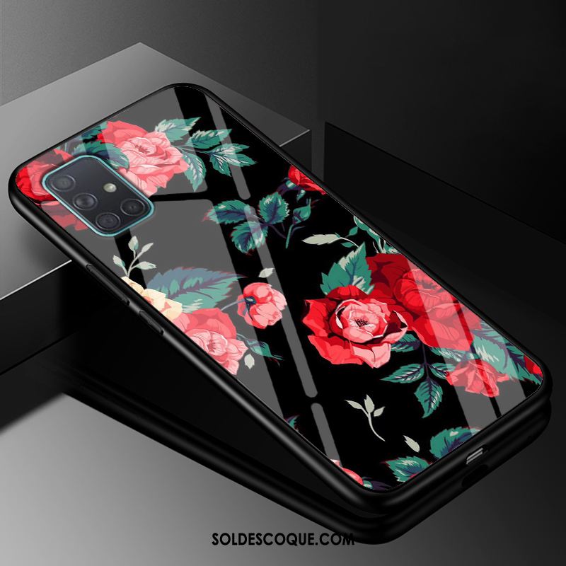 Coque Samsung Galaxy A51 Créatif Silicone Rose Verre Téléphone Portable Pas Cher