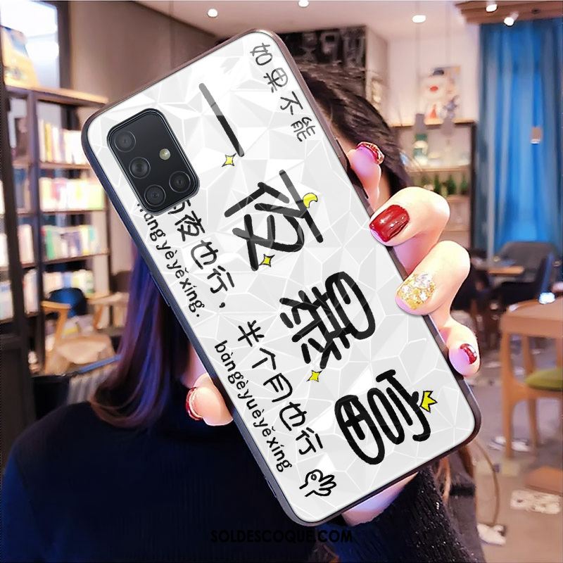 Coque Samsung Galaxy A51 Téléphone Portable Blanc Losange Étoile Marque De Tendance Housse Soldes