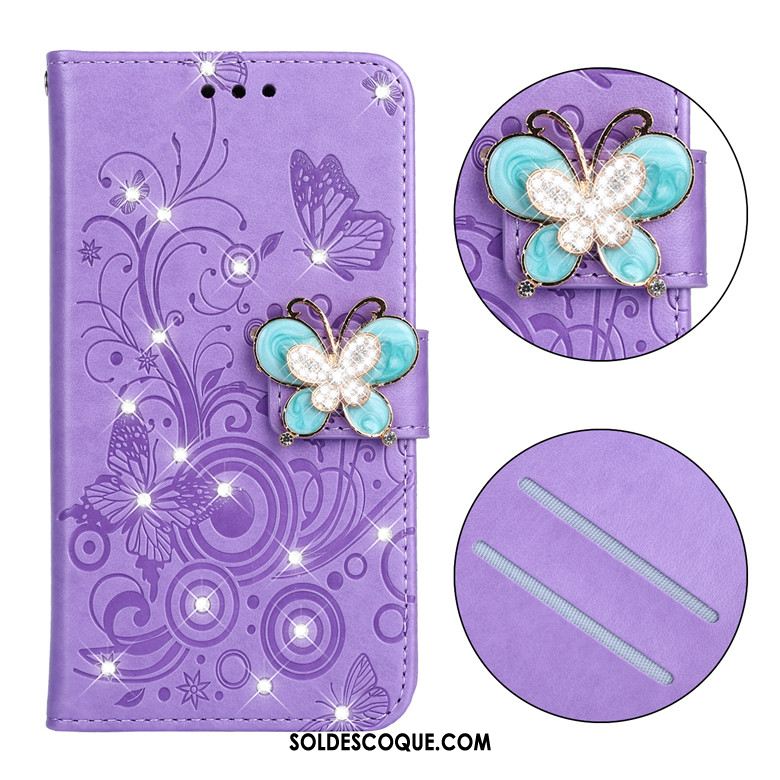 Coque Samsung Galaxy A51 Téléphone Portable Étui En Cuir Protection Clamshell Fleurs De Papillons En Vente