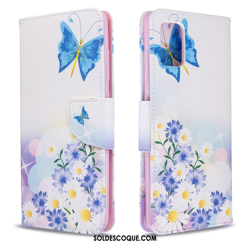 Coque Samsung Galaxy A51 Étui Bleu Peinture Téléphone Portable Étui En Cuir Housse France