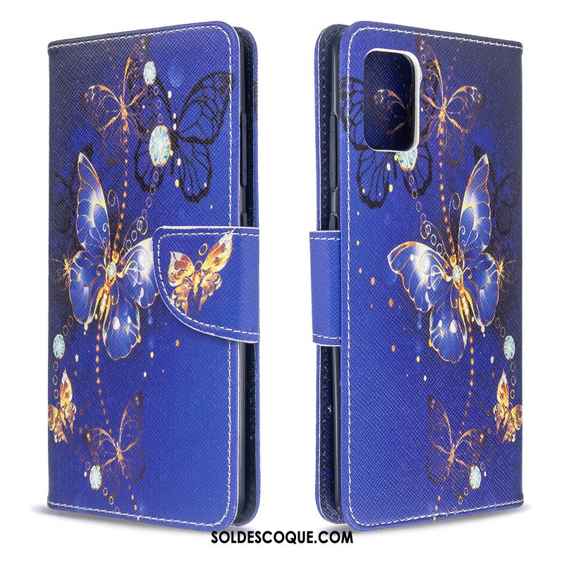 Coque Samsung Galaxy A51 Étui Bleu Peinture Téléphone Portable Étui En Cuir Housse France