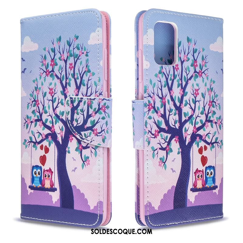 Coque Samsung Galaxy A51 Étui Bleu Peinture Téléphone Portable Étui En Cuir Housse France