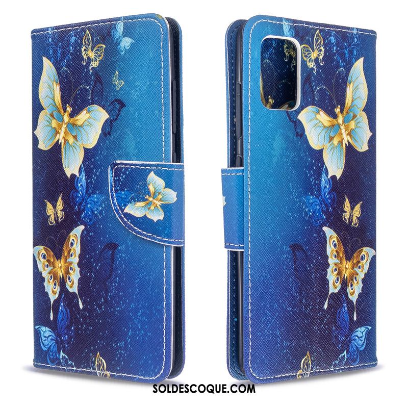 Coque Samsung Galaxy A51 Étui Bleu Peinture Téléphone Portable Étui En Cuir Housse France