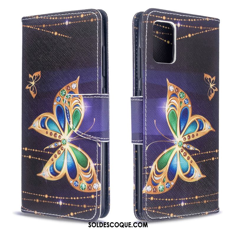 Coque Samsung Galaxy A51 Étui Bleu Peinture Téléphone Portable Étui En Cuir Housse France