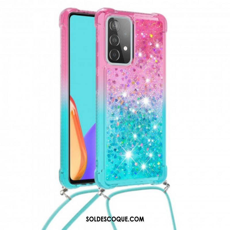 Coque Samsung Galaxy A52 4G / A52 5G / A52s 5G Silicone Paillettes et Cordon