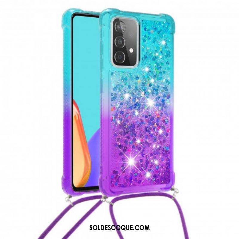 Coque Samsung Galaxy A52 4G / A52 5G / A52s 5G Silicone Paillettes et Cordon