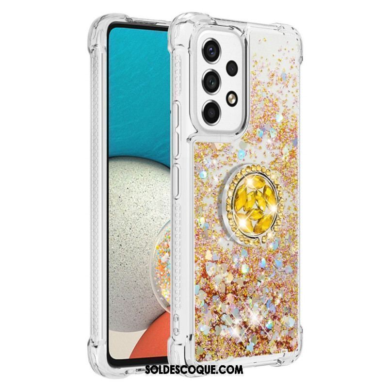 Coque Samsung Galaxy A53 5G Paillettes avec Anneau-Support