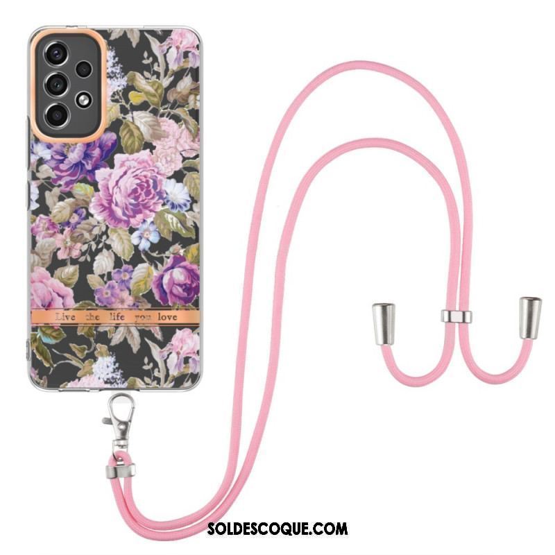 Coque Samsung Galaxy A53 5G à Cordon Florale