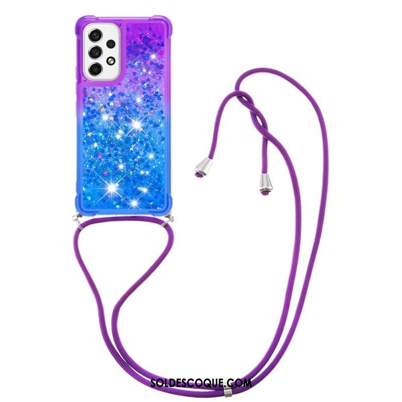 Coque Samsung Galaxy A53 5G à Cordon Silicone Paillettes