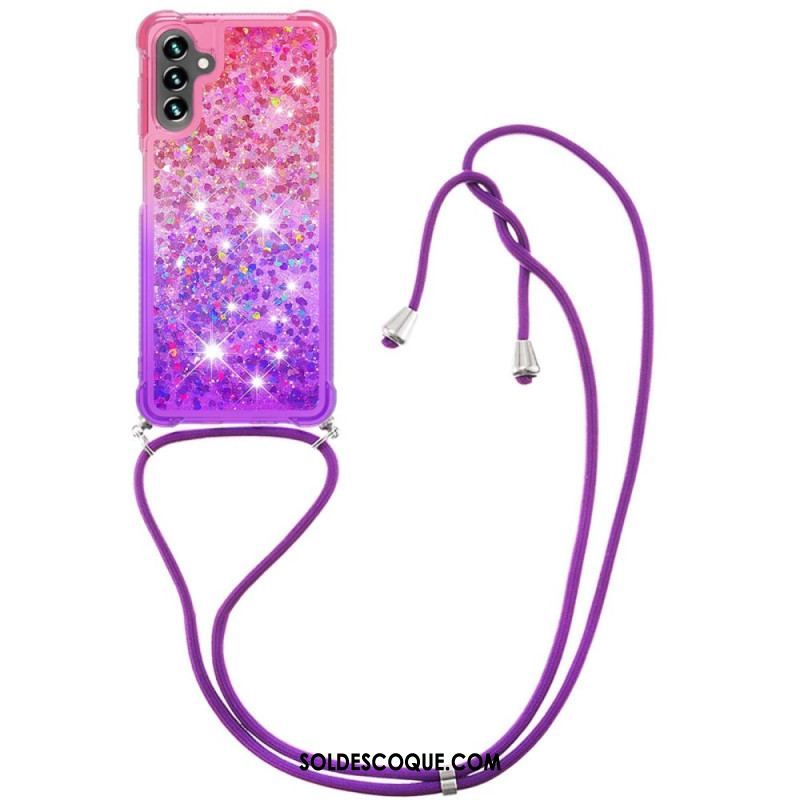 Coque Samsung Galaxy A54 5G à Cordon Silicone Paillettes