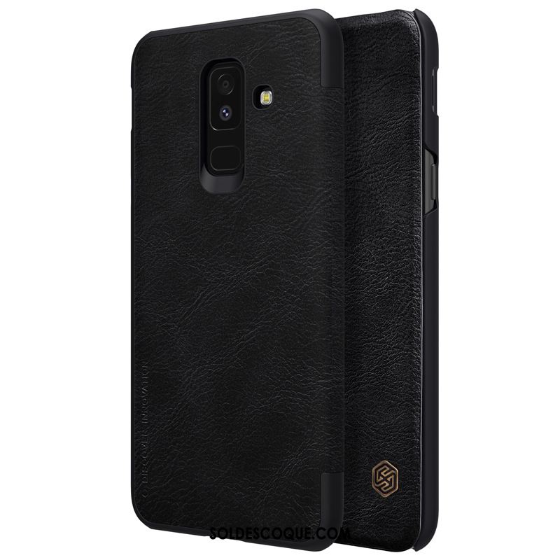 Coque Samsung Galaxy A6+ Cuir Véritable Étoile Or Étui En Cuir Clamshell En Vente