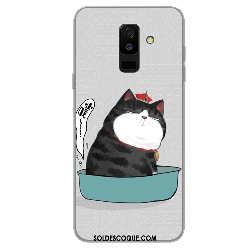 Coque Samsung Galaxy A6+ Dessin Animé Fluide Doux Étoile Étui Gris Soldes