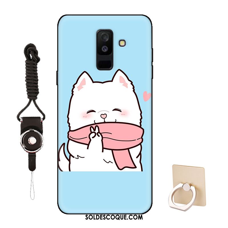 Coque Samsung Galaxy A6+ Délavé En Daim Bordure Rose Dessin Animé Étui Soldes