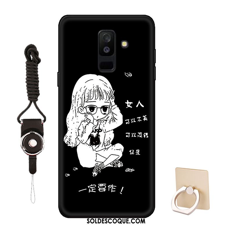 Coque Samsung Galaxy A6+ Délavé En Daim Bordure Rose Dessin Animé Étui Soldes