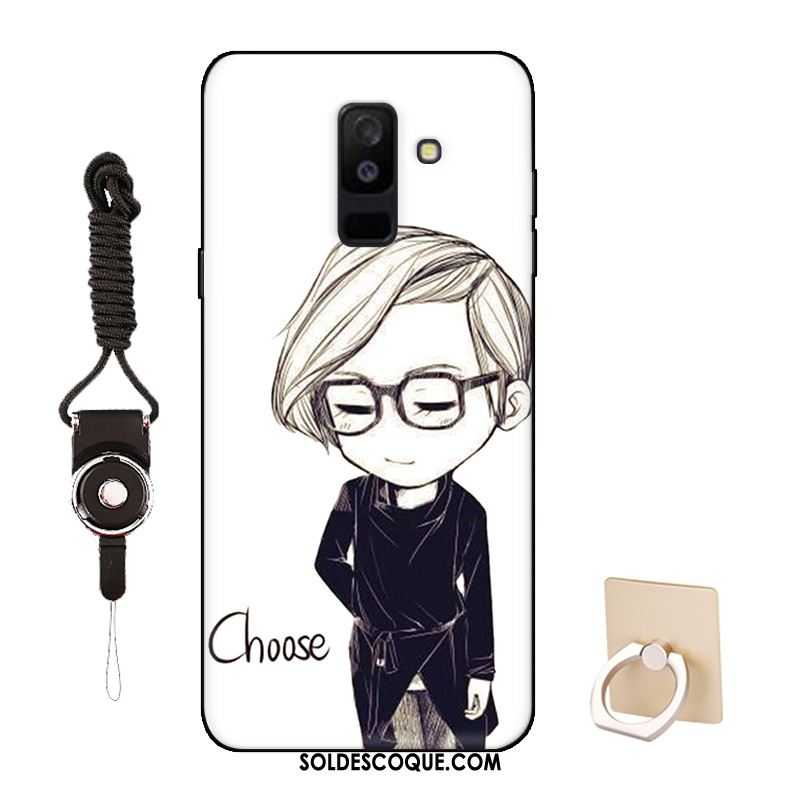 Coque Samsung Galaxy A6+ Délavé En Daim Bordure Rose Dessin Animé Étui Soldes