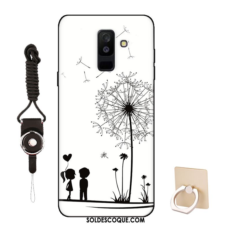 Coque Samsung Galaxy A6+ Délavé En Daim Bordure Rose Dessin Animé Étui Soldes