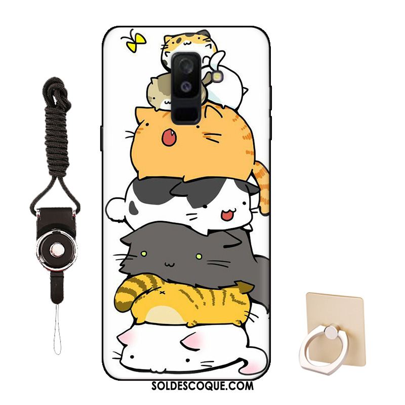 Coque Samsung Galaxy A6+ Délavé En Daim Bordure Rose Dessin Animé Étui Soldes