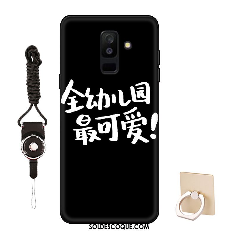 Coque Samsung Galaxy A6+ Délavé En Daim Bordure Rose Dessin Animé Étui Soldes